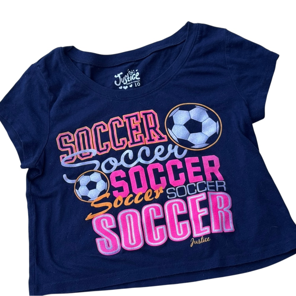 Justice Y2K girls youth short sleeve crop SOCCER top shirts size 10